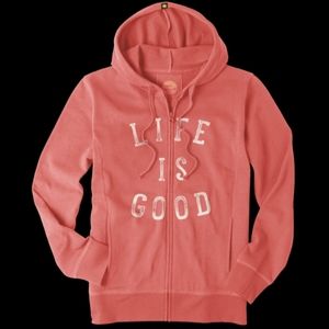 Life is Good Coral Hoodie